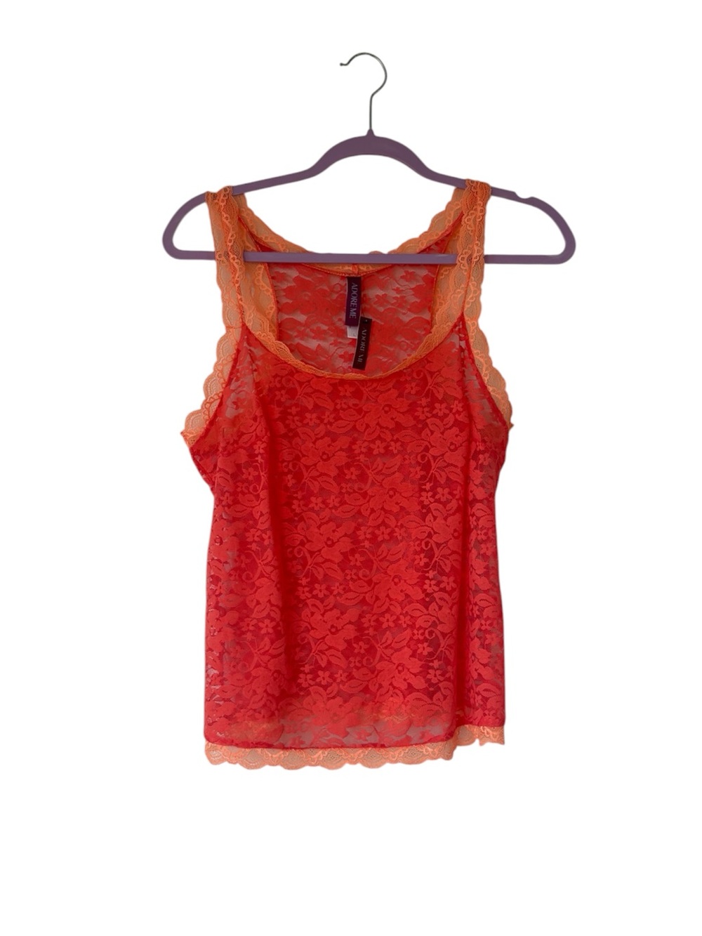 Adore Me Orange Lace Floral Tank Camisole